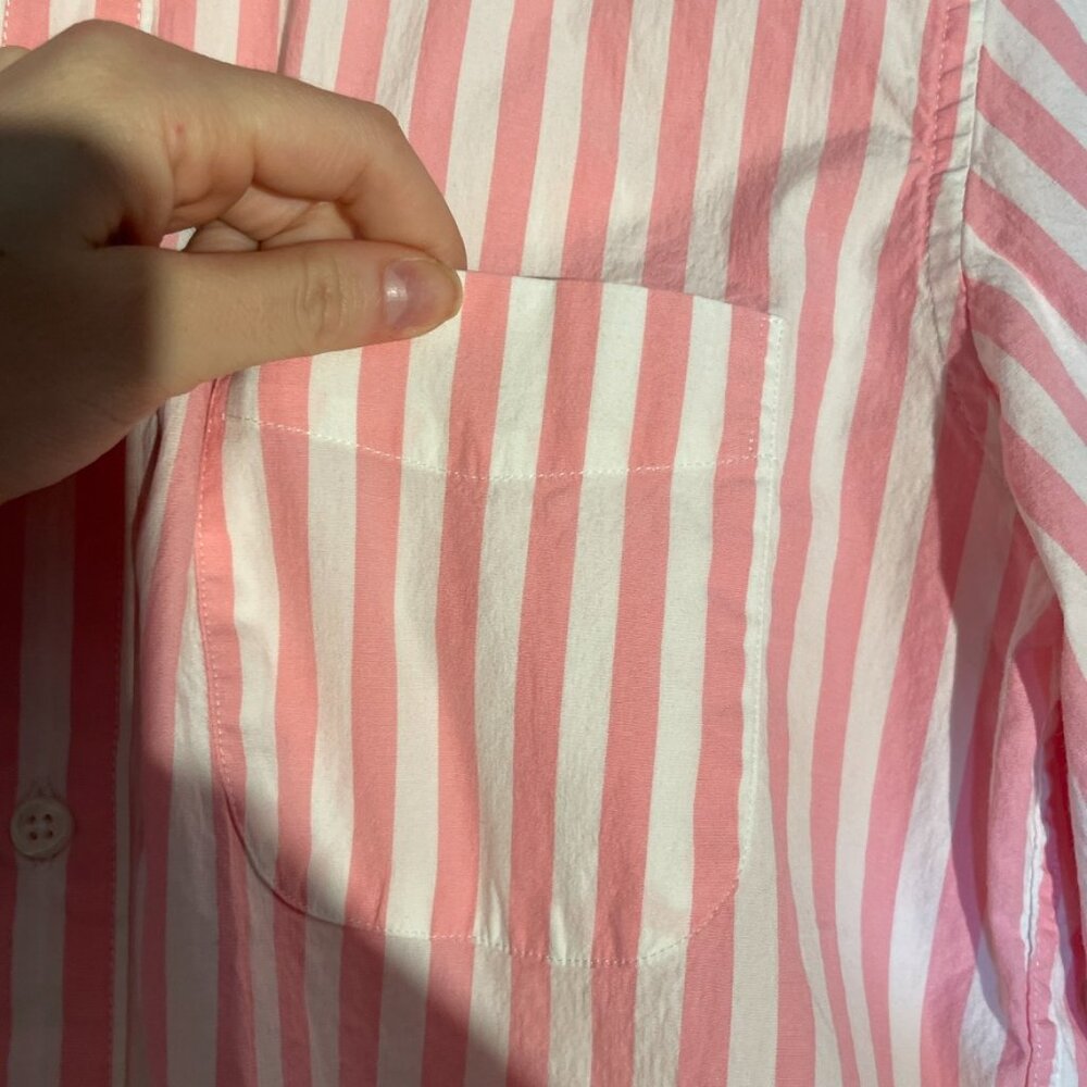 J.Crew Men’s Classic Fit Secret Wash Button Up Shirt Pink Stripe Slim M Stretch - Picture 7 of 9